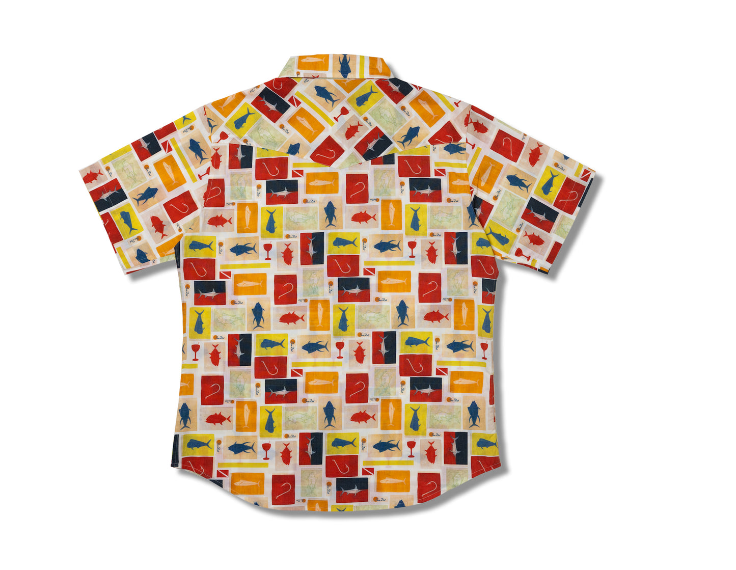 Western Aloha x Sun Dot Fish Flags Short Sleeve Mens Shirt