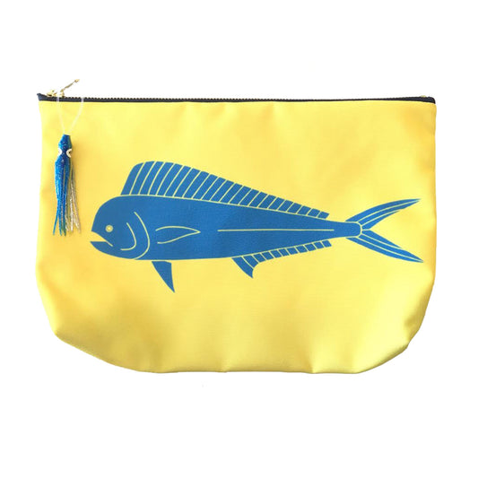 Dolphin / Mahi-Mahi Pouch With Hawaiian Print Fabric