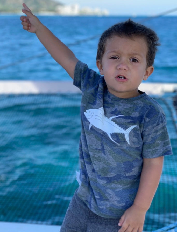 Black Yellowfin Tuna / Ahi Sun Dot Kids T-shirt