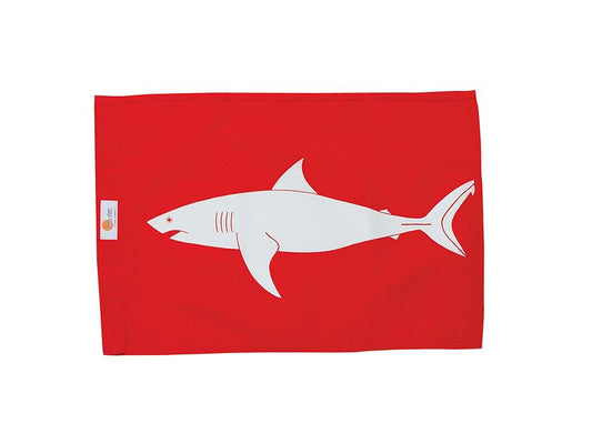 Sundot Marine Flags Shark - Red flag with white shark image