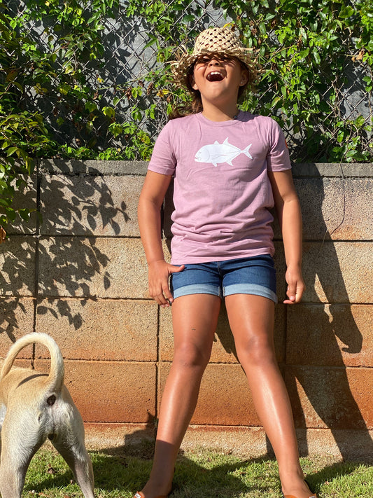 SALE - Youth Ulua / Giant Trevally Heather Orchid T-shirt