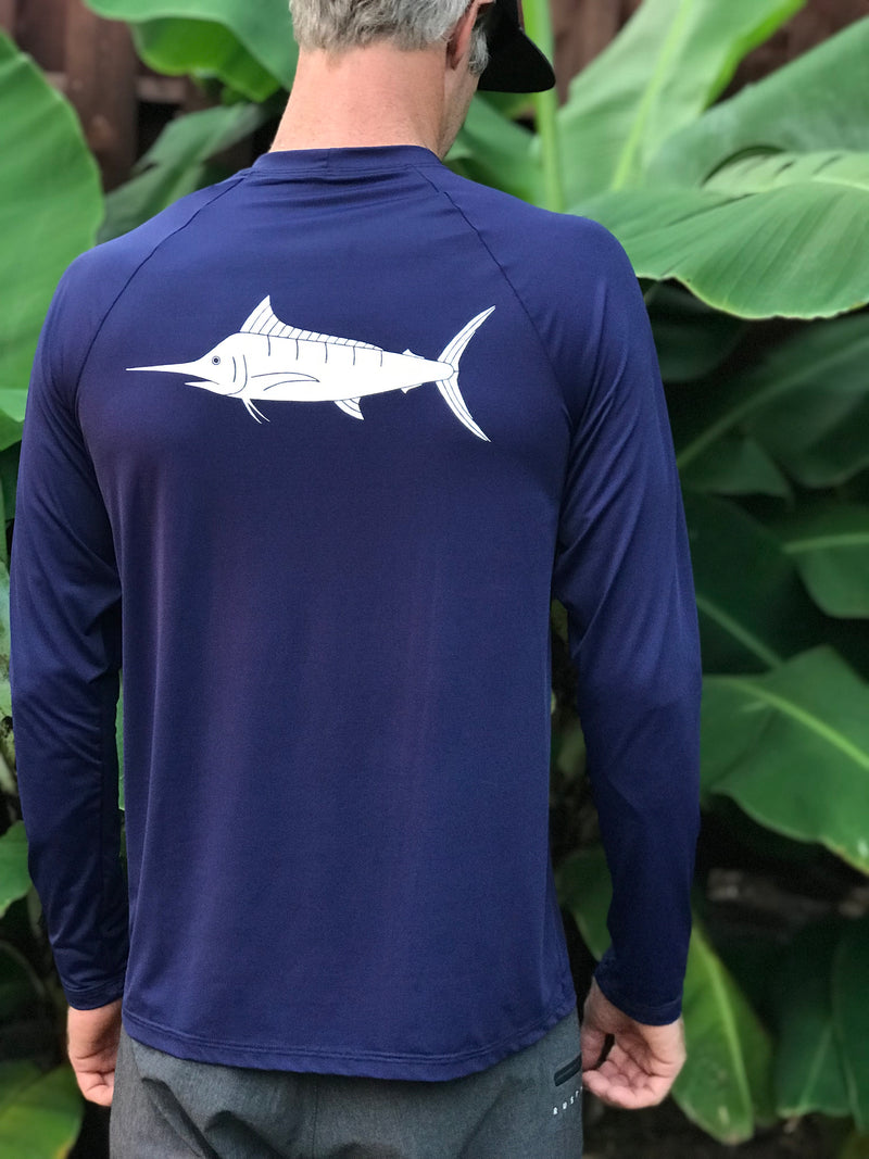 Big Marlin Charters First Mate Azul Men's Long Sleeve Fishing T-Shirt UV UPF 50+ Dry Fit Microfiber Sun Protection XXX-Large