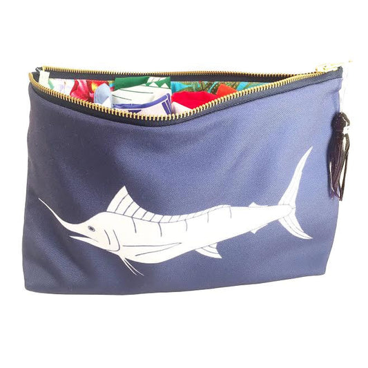 Marlin Pouch Sundot Marine Flags with Hawaiian Print lining collaboration with The Surf Couture